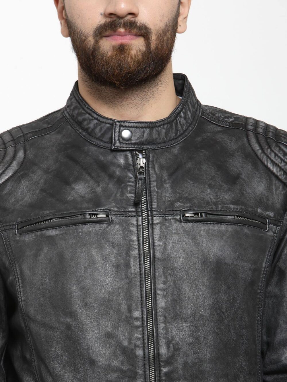 TEAKWOOD LEATHERS Men's Genuine Leather Regular Fit, Collared Neck Biker Jacket for Men (Black, S) - Image 5