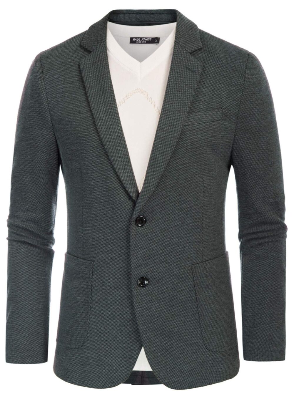 Mens Casual Knit Blazer Suit Jackets Slim Fit Two Button Sport Coats Dark Grey M - Image 3