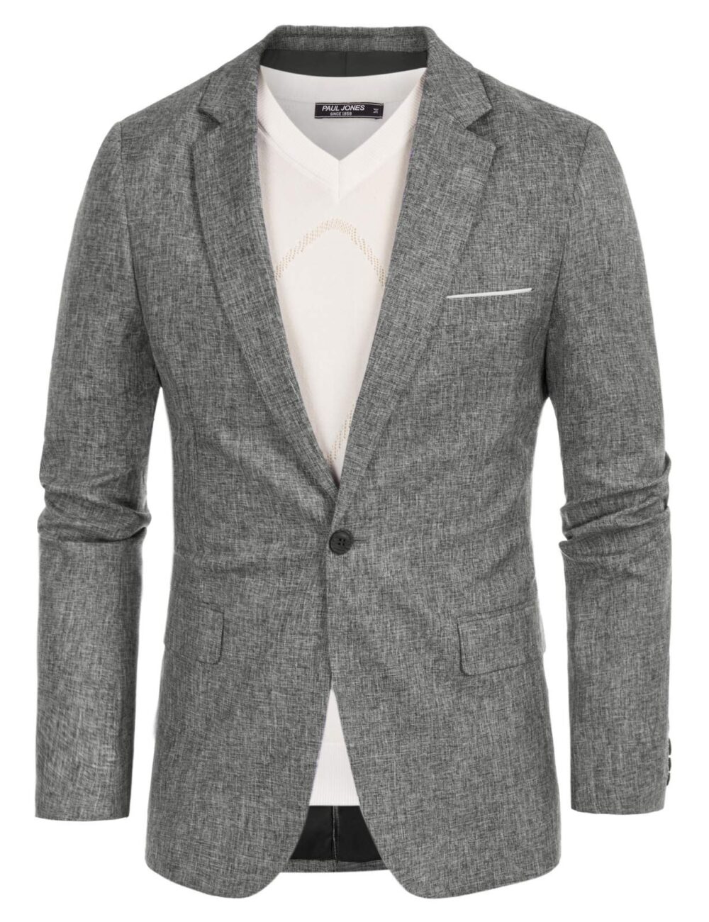 Men's Blazer Jacket Casual Notch Lapel Sports Coats Blazer Dark Grey L