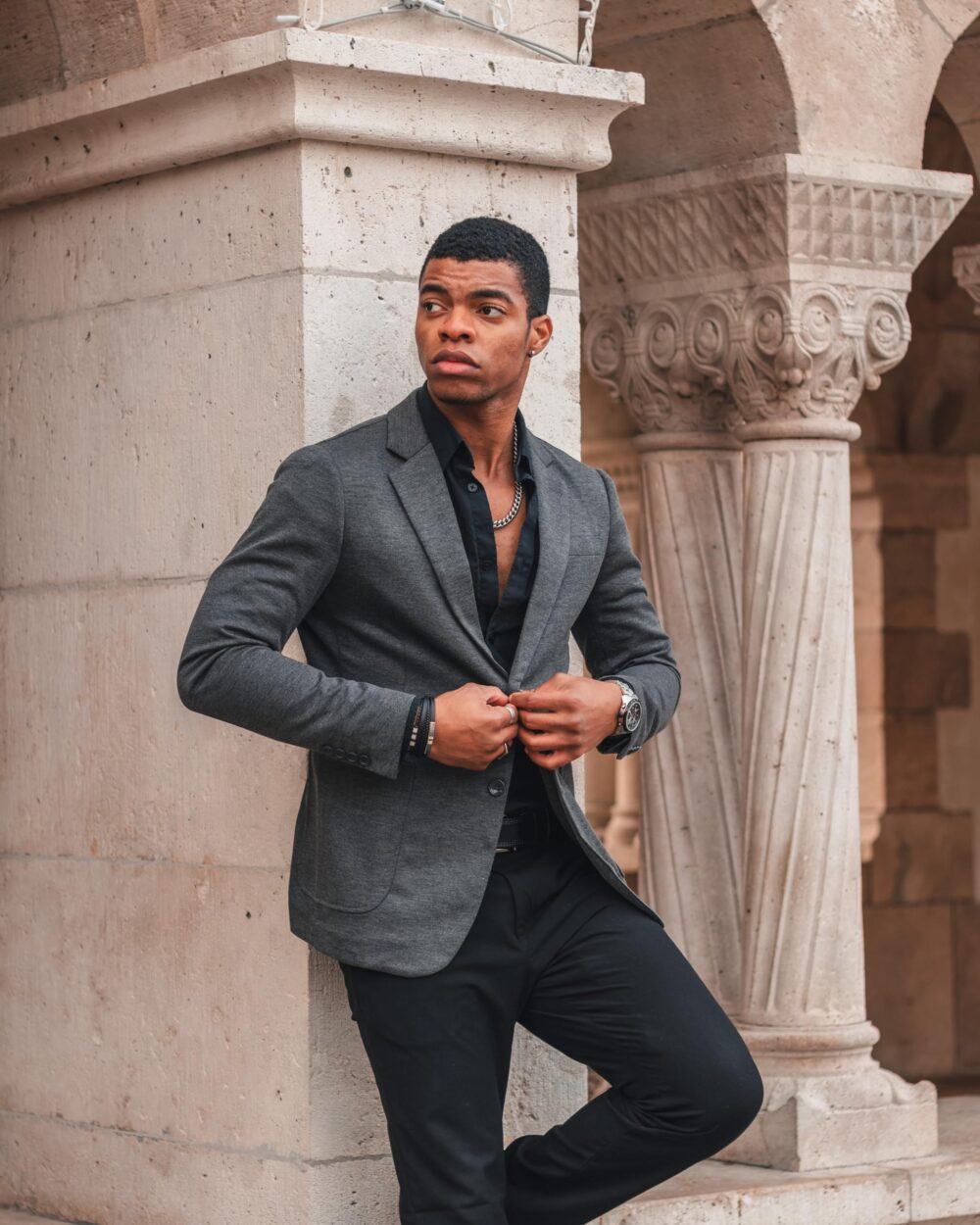 Mens Casual Knit Blazer Suit Jackets Slim Fit Two Button Sport Coats Dark Grey M - Image 6