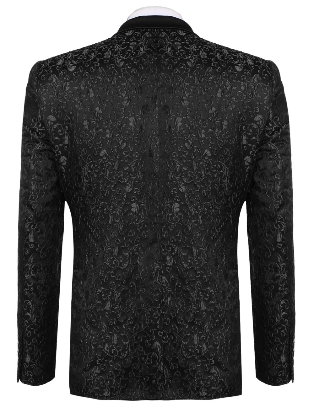 Coofandy Men's Floral Party Dress Suit Stylish Dinner Jacket Wedding Blazer One Button Tuxdeo Black US M - Image 4