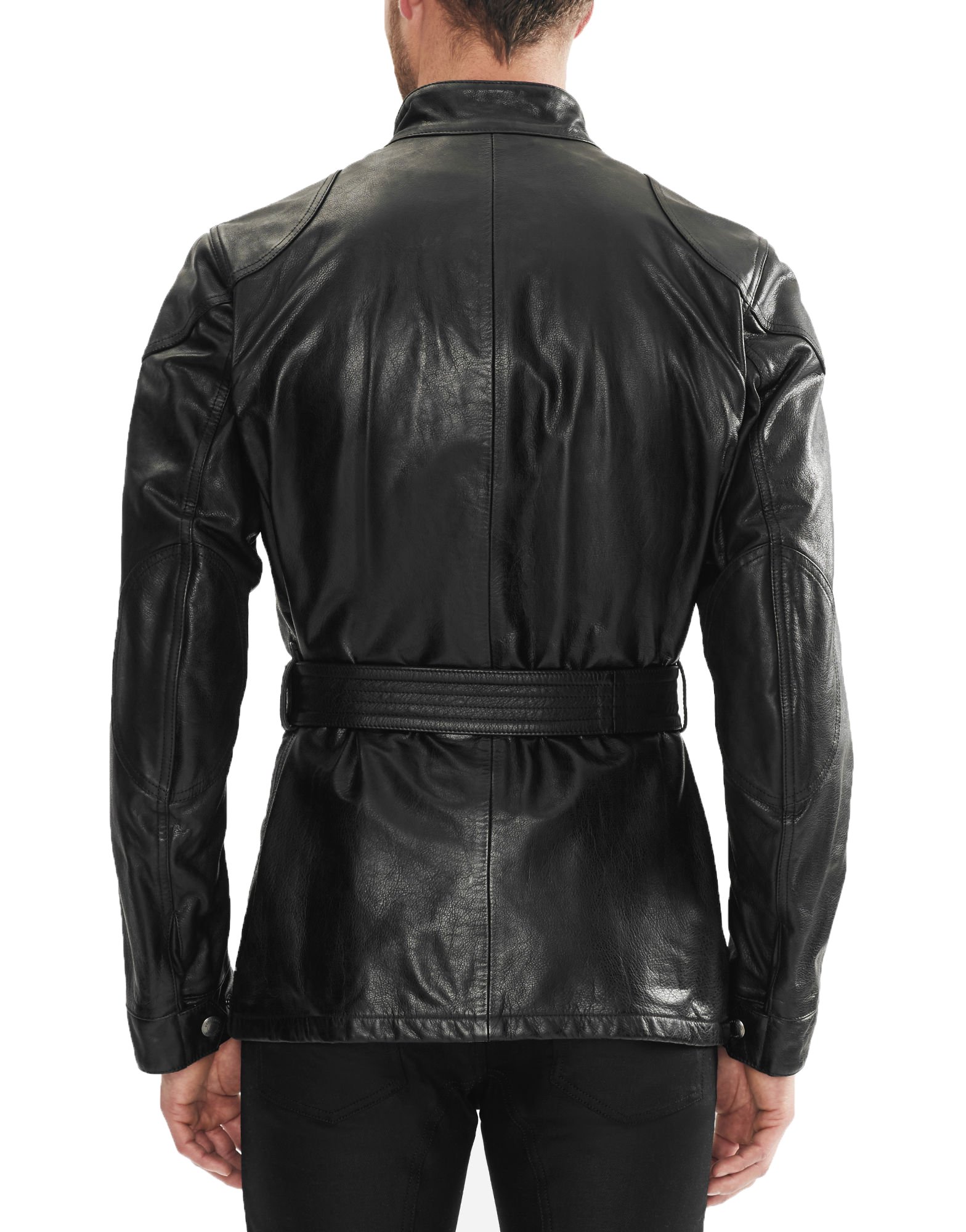 Tiger Zinda Hai Mens Long Spicy Look Genuine Lambskin Leather Jacket, Biker Jacket - Image 5