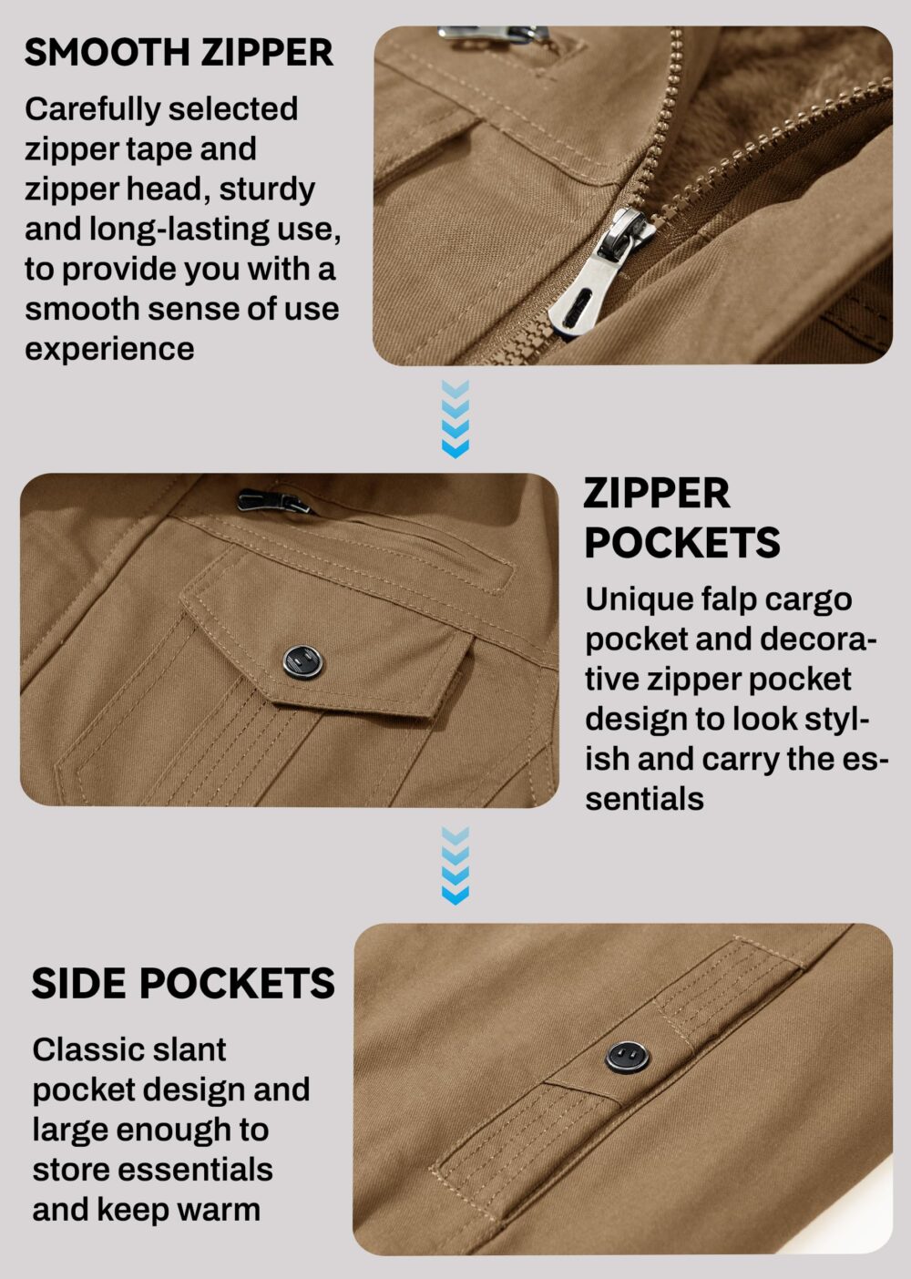 Winter Field Military Fashion Cargo Bomber Jacket for Men - Brown - Image 3