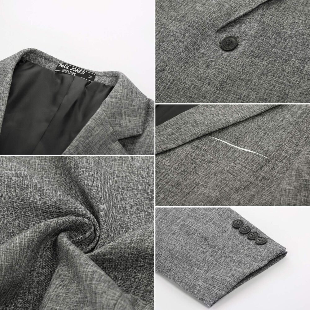 Men's Blazer Jacket Casual Notch Lapel Sports Coats Blazer Dark Grey L - Image 3