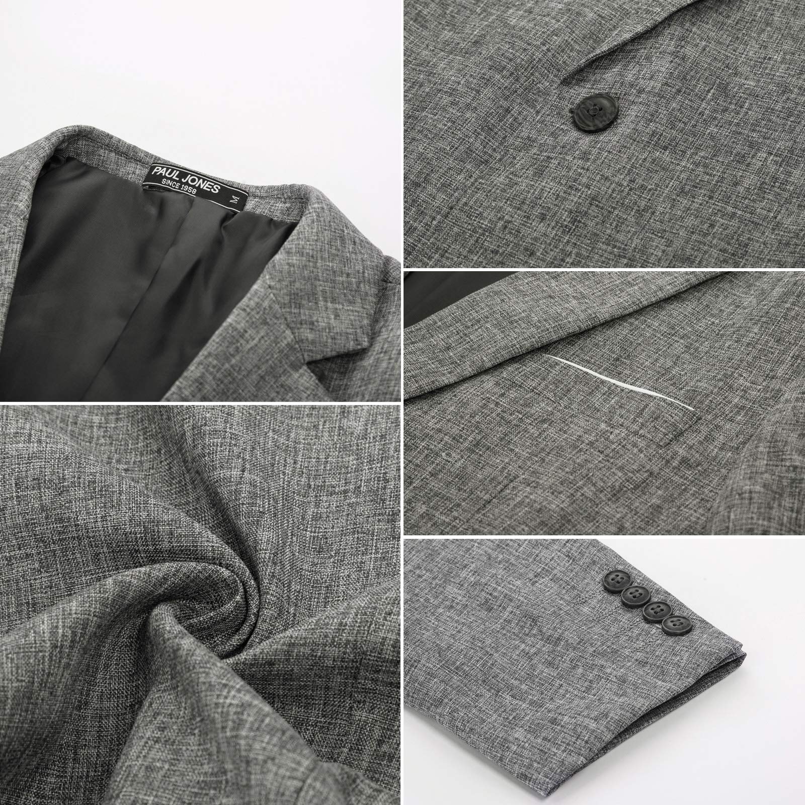 Men's Blazer Jacket Casual Notch Lapel Sports Coats Blazer Dark Grey L - Image 3