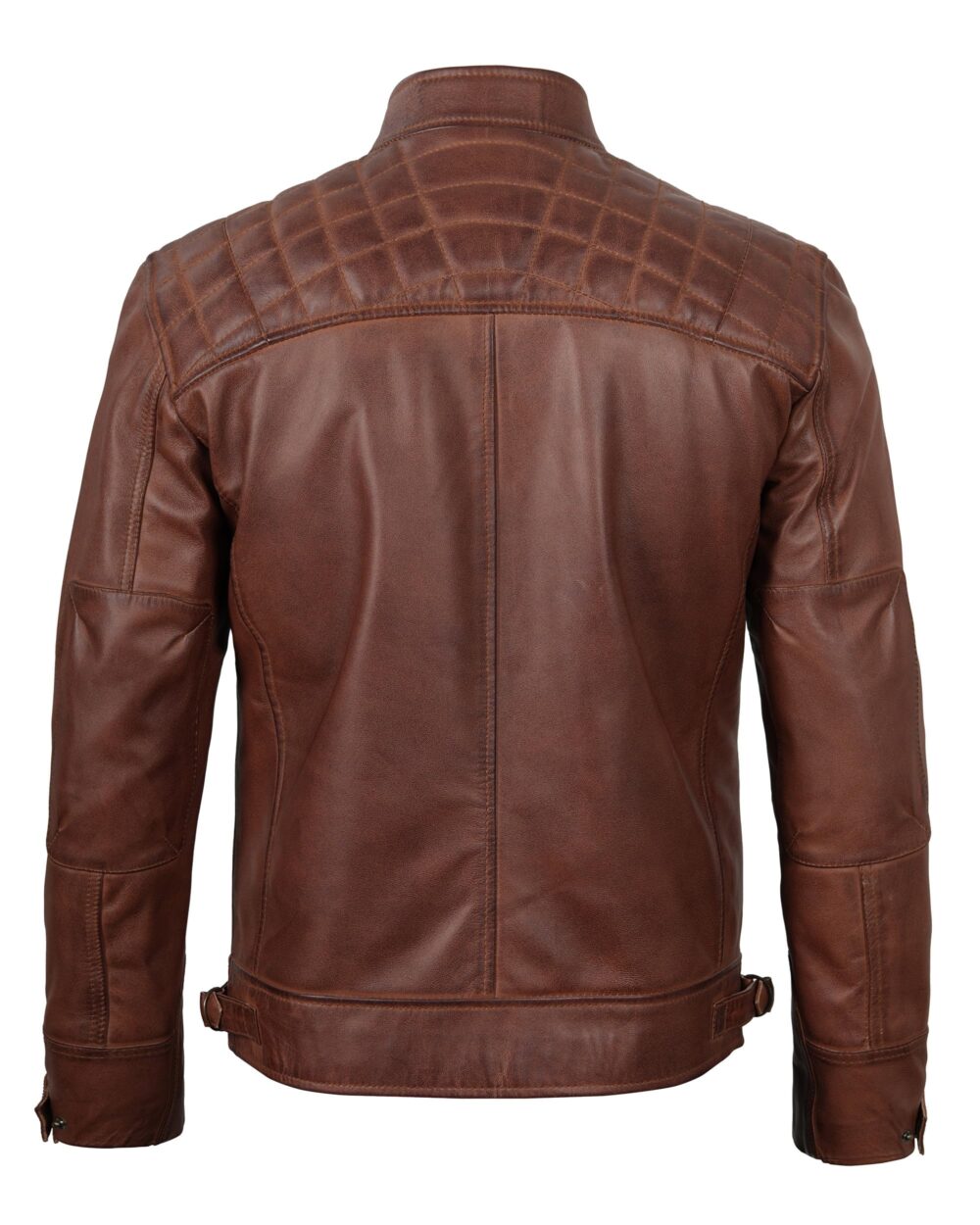 fjackets Brown Leather Jacket Men - Distressed Lambskin Mens Leather Jacket | [1100083],Johnson Brown,M - Image 3